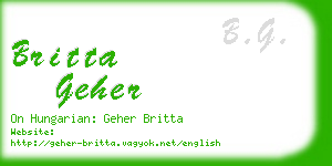 britta geher business card